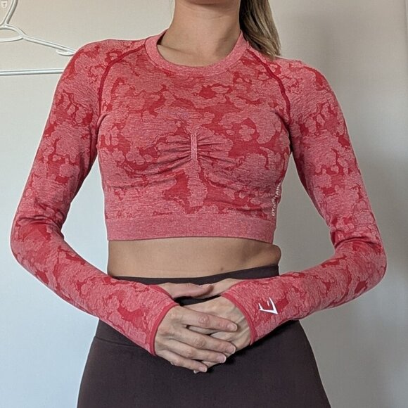 Gymshark, long sleeve, crop top, pink, size Medium - Picture 5 of 11